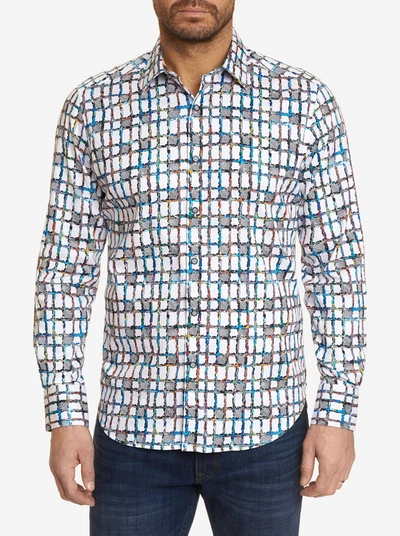 Robert Graham Marcel Cotton Stretch Abstract Windowpane Printed Classic Fit Button Up Shirt In Multi