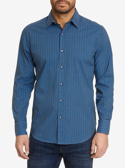 Robert Graham Dominico Cotton Stretch Mini Check Classic Fit Button Up Shirt In Blue