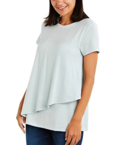 A Pea In The Pod Nursing Tiered Top In Misty Blue