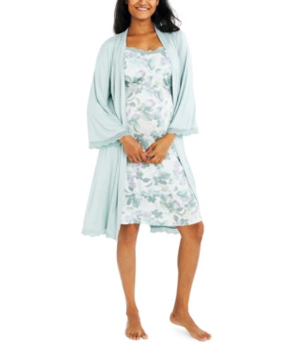 A Pea In The Pod Lace-trim Nursing Nightgown In Watercolor Floral