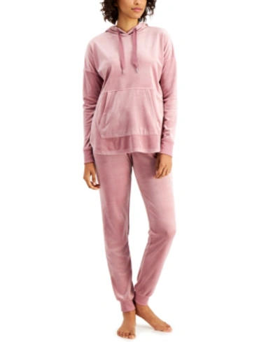 Alfani Velour Hoodie u0026 Pants Pajama Set, Created For Macy's In Modern Mauve  | ModeSens
