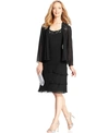 Sl Fashions Long Sleeve Two-piece Jacket Dress In Black