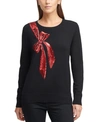 DKNY SEQUIN BOW SWEATER