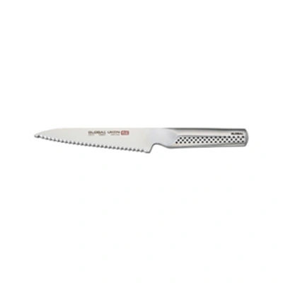 Global 6" Ukon Serrated Utility Knife In Stainless Steel