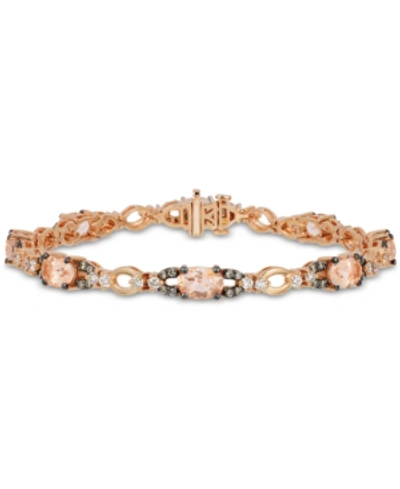 Le Vian Peach Morganite (4-1/3 Ct. T.w.) & Diamond (1-5/8 Ct. T.w.) Link Bracelet In 14k Rose Gold