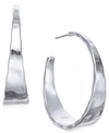 Style & Co Silver-tone Hammered Medium Hoop Earrings 1.5", Exclusively At Macy's In Silver