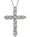 MACY'S DIAMOND CROSS 18" PENDANT NECKLACE (2 CT. T.W.) IN 14K WHITE GOLD