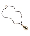 ROBERT LEE MORRIS SOHO OLIVINE DOORKNOCKER PENDANT SUEDE NECKLACE, 30" + 2" EXTENDER