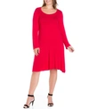 24seven Comfort Apparel Plus Size Flared Dress In Red
