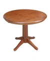 International Concepts 36" Round Top Pedestal Table With 12" Leaf In Honey Brown