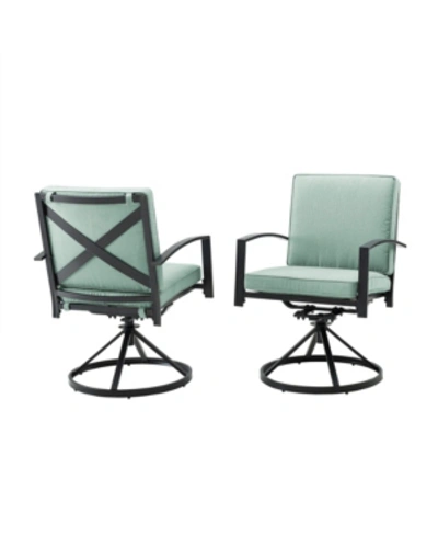 Crosley Kaplan 2 Piece Outdoor Dining Swivel Chair Set In Green