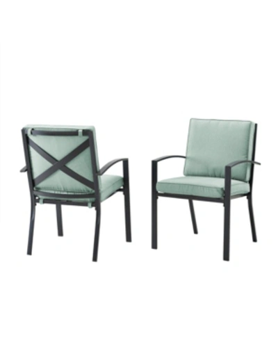 Crosley Kaplan 2 Piece Outdoor Dining Swivel Chair Set In Green