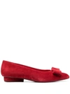 Ferragamo Viva Bow-detail Ballerina Shoes In Red