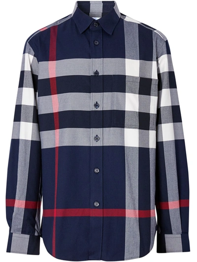 Burberry Summerton Shirt Men In Blue