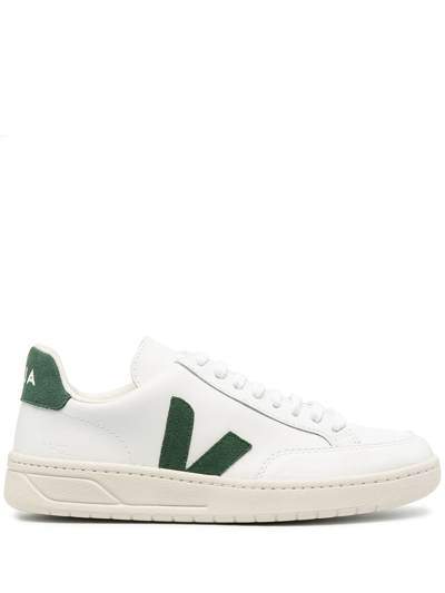 Veja V-12 Logo Patch Leather Low-top Sneakers In White