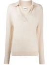 KHAITE V-NECK KNIT POLO JUMPER