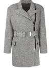 Ermanno Scervino Herringbone Coat In Black And White In Black