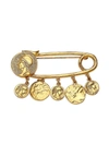 KENNETH JAY LANE WOMEN'S GOLDPLATED COIN CHARM SAFETY PIN BROOCH,0400012323516