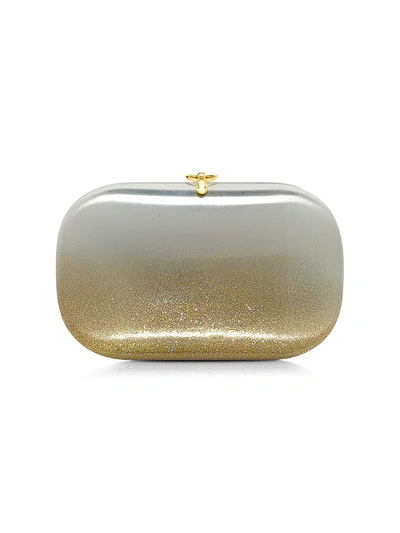 Jeffrey Levinson Elina Plus Ombre Metallic Clutch Bag In Satin White Gold