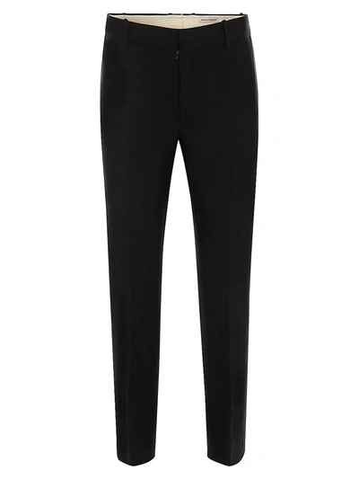 Alexander Mcqueen Grain De Poudre Wool Tuxedo Trousers In Black