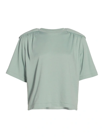 Remain Birger Christensen Light Blue Verona T-shirt With Shoulder Pads