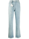 Natasha Zinko Frayed Flared Jeans In Blue