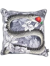 Fornasetti Peccato Originale Silk Cushion In Grey