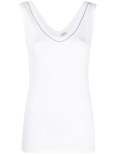 BRUNELLO CUCINELLI CRYSTAL-DETAIL VEST TOP
