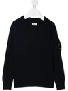 C.p. Company Lens-embellished Rib-trimmed Jumper In Blue