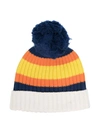 K-WAY STRIPED POMPOM BEANIE HAT