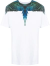 Marcelo Burlon County Of Milan Printed Wings Cotton Jersey T-shirt In White,blue,green