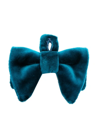 Gucci Babies' Velvet Bow Tie In Blue
