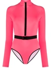 Noire Swimwear Long-sleeve One-piece Swimsuit In Pink