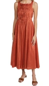 Aje Women's Unfold Pleated Printed Poplin Midi Bib Dress In Rust