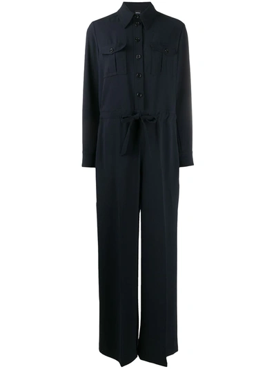 Aspesi Longsleeved Shirt Jumpsuit In Blue