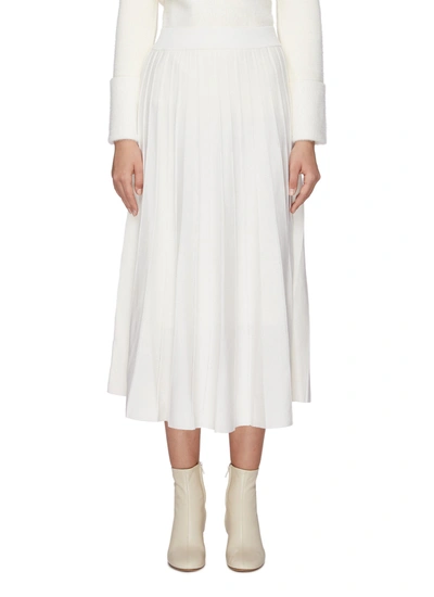 Swaying Pleated Wool Knit Skirt In White