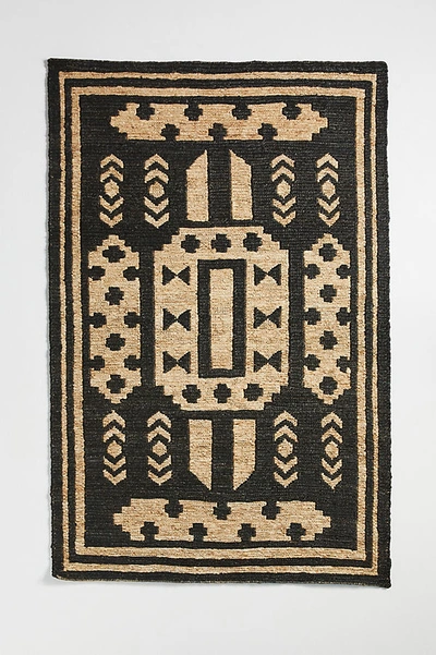 Anthropologie Handwoven Casa Jute Rug By  In Black Size 8 X 10
