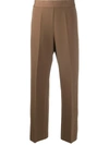 Altea High Waist Cropped Trousers In Brown
