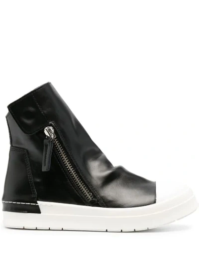 Cinzia Araia Slouch Leather High-top Trainers In Black