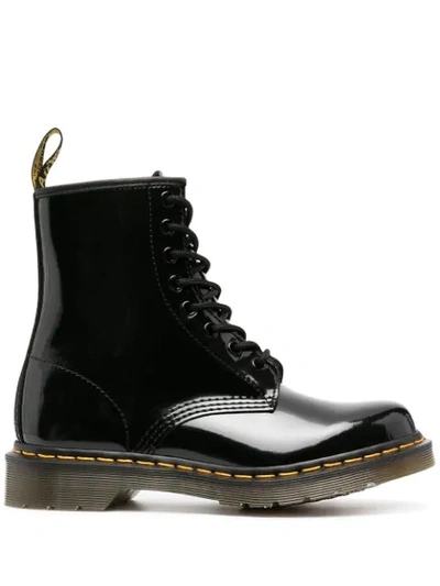 Dr. Martens' 1460 Leather Combat Boots In Black Patent