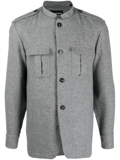 Lardini Wool-blend Military Jacket In Grey