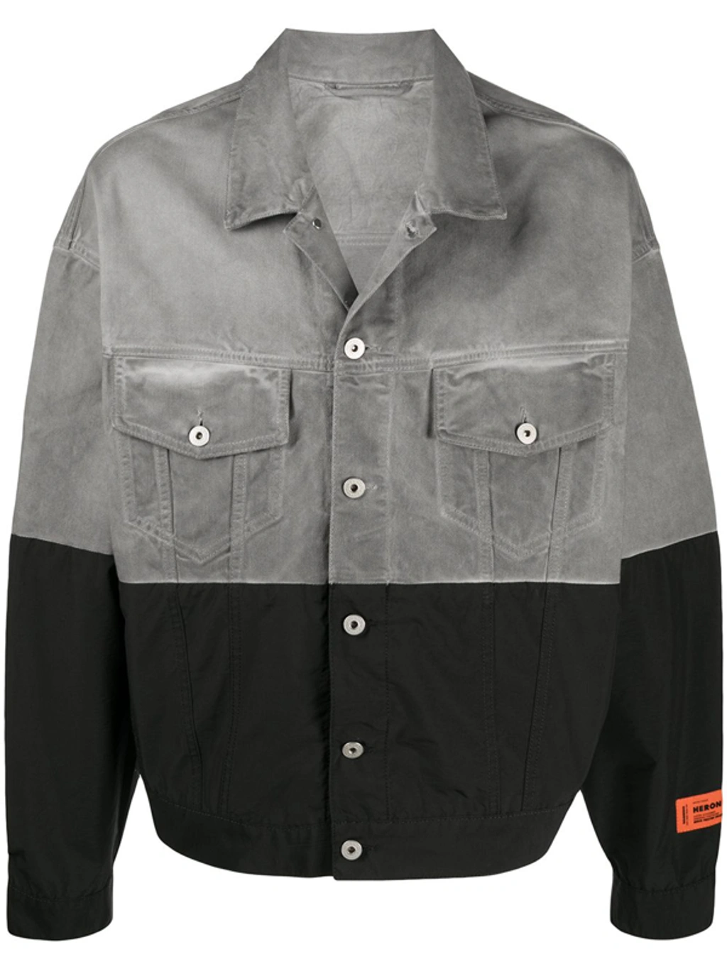Heron ジャケット Heron Preston Men's Cut-&-sew Denim & Nylon Trucker Jacket In Grey