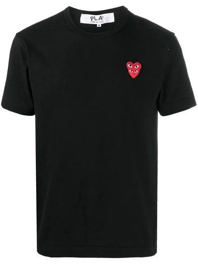 Comme Des Garçons Play Heart-embroidered Crew-neck T-shirt In Black