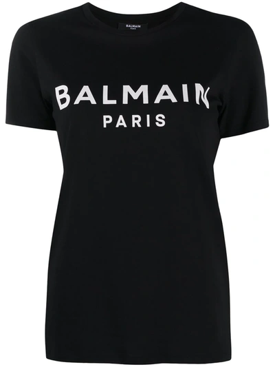 Balmain Logo Print T-shirt In Black