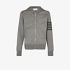 THOM BROWNE 4-BAR ZIP-UP LOOPBACK-COTTON HOODIE,MJT249A0691015031325