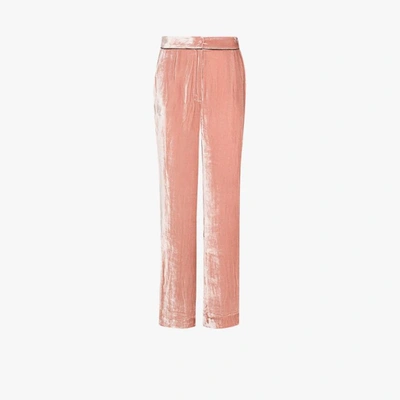 Sleeping With Jacques + Net Sustain Piped Velvet Pyjama Trousers In Pink