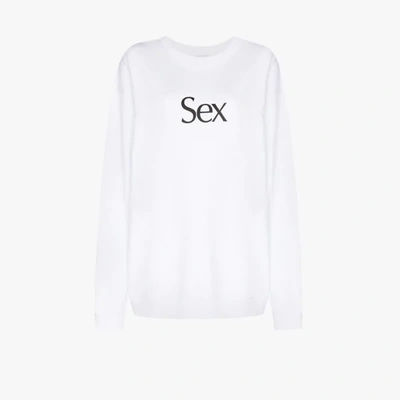 More Joy Womens White Sex-print Organic Cotton-jersey Sweatshirt M