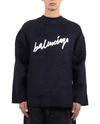 BALENCIAGA NAVY LOGO SWEATER,11630222