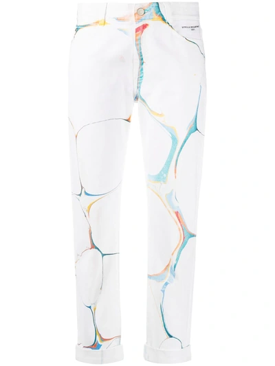 Stella Mccartney Marble-print Straight-leg Jeans In White