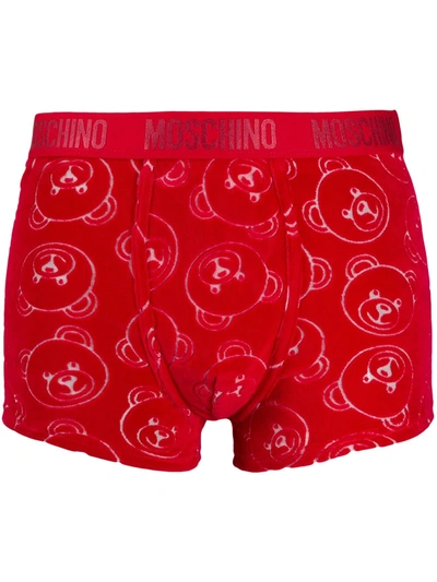 Moschino Teddy-print Boxers In Red